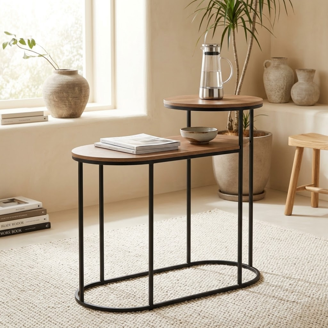 2 in 1 Modern Space Saving Two Tier Side Table