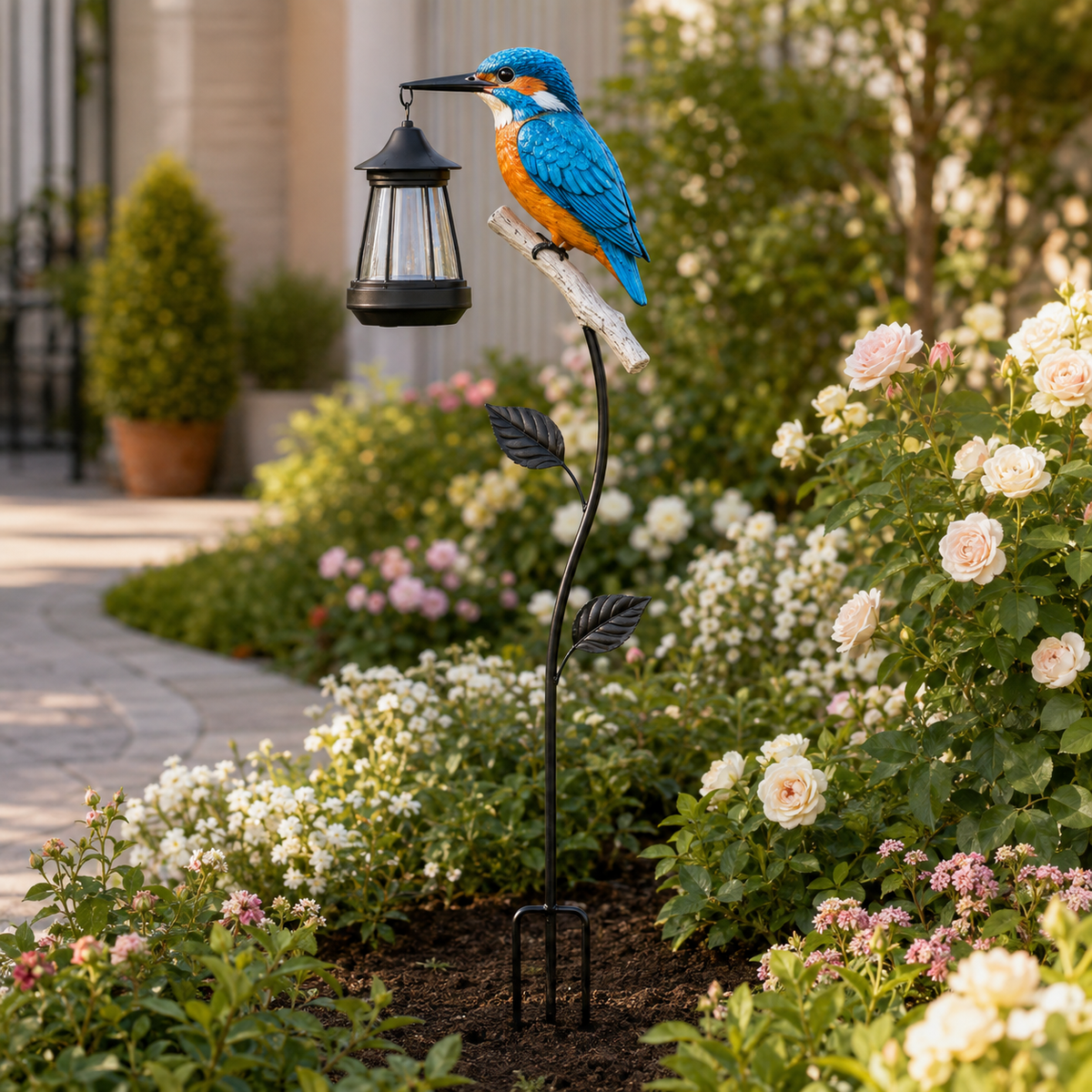 Decorative Outdoor Solar Kingfisher Garden Lantern
