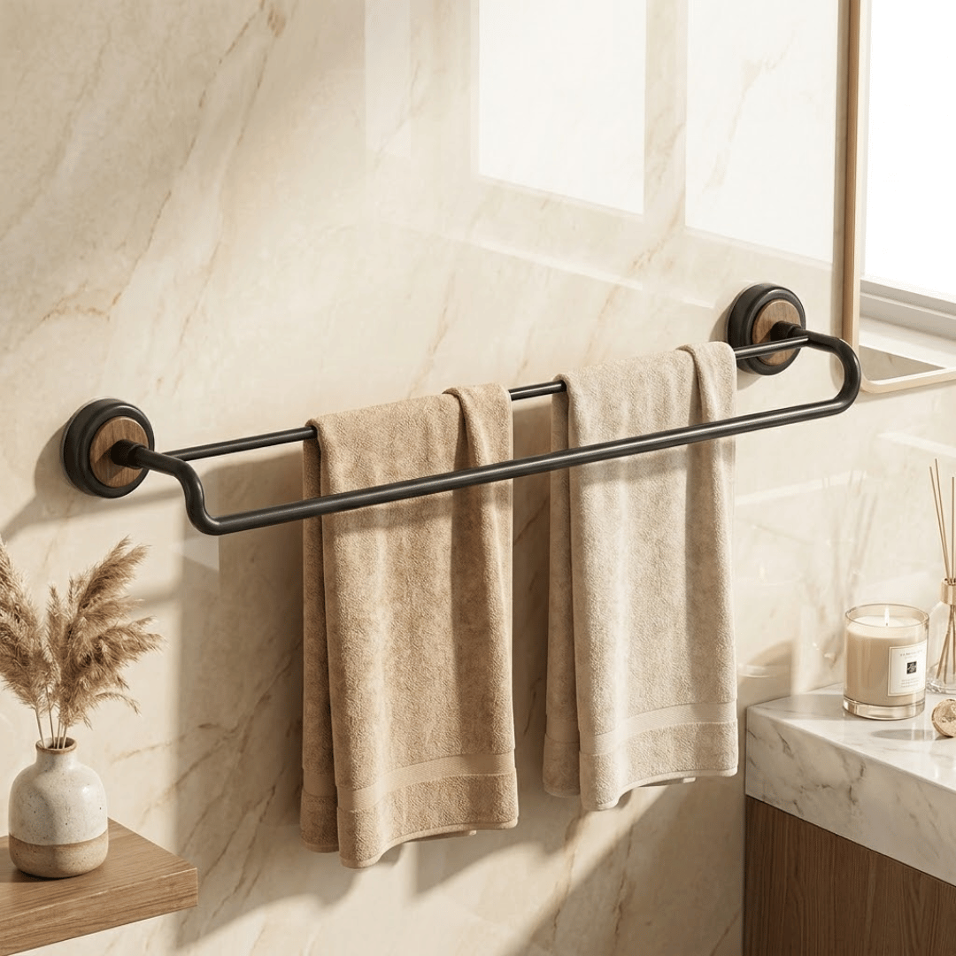 Premium Stainless Steel Suction Cup Double Rail Towel Rack