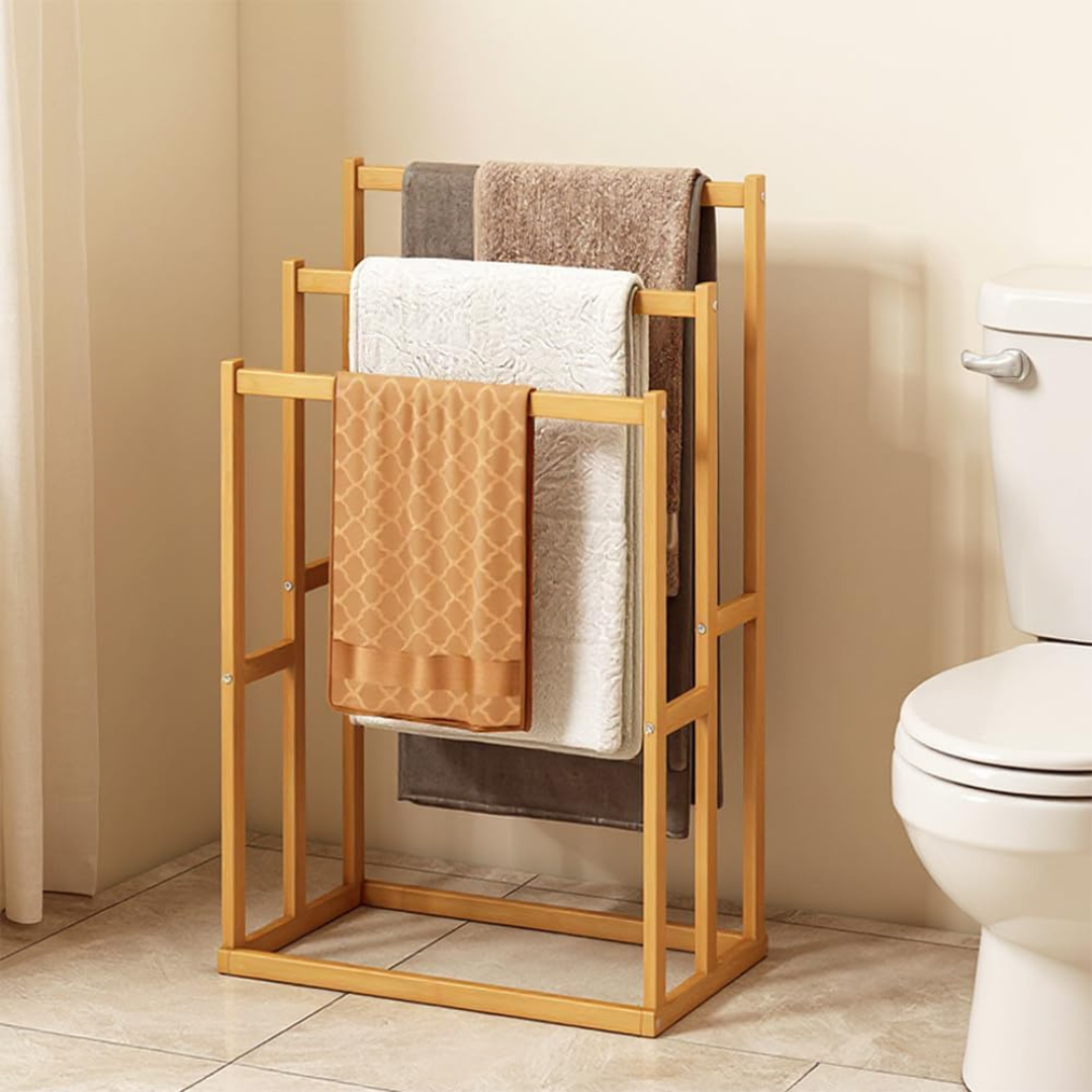 3 Tier Wooden Multipurpose Standing Towel Rack