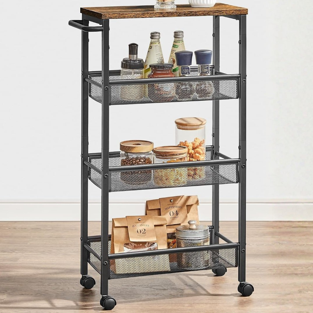 4 Tier Slim Storage Trolley with Wheels