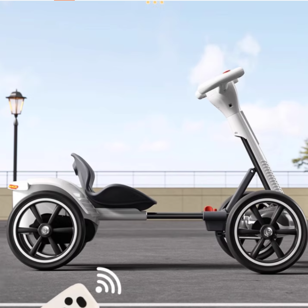 HOMERO Electric Ride-On Go Kart Folding Kids with Adjustable Seat and LED Lights