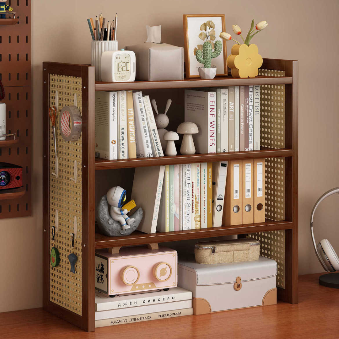 Multi Purpose Desktop Pegboard Bamboo Storage Organizer