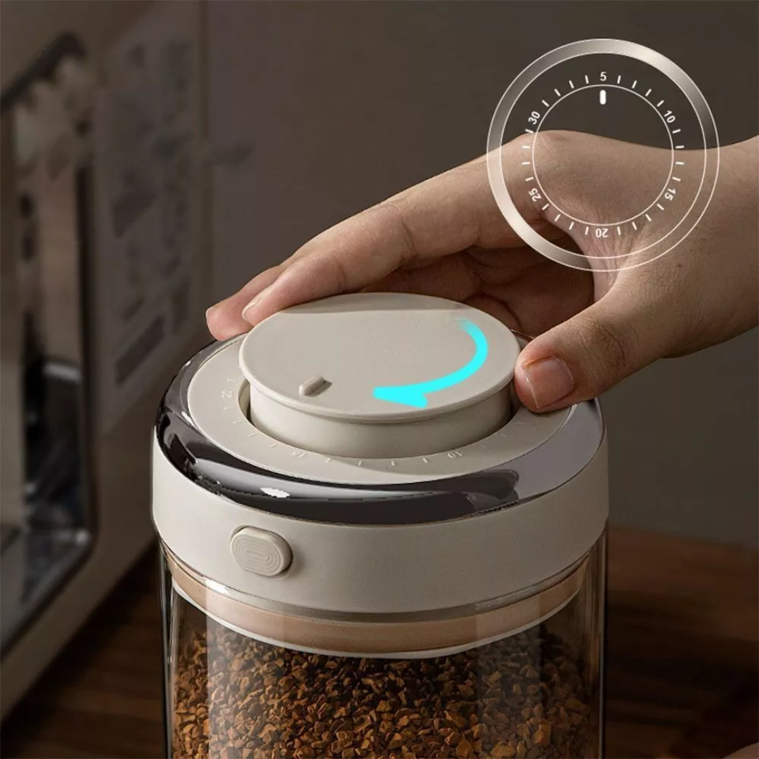 Airtight Coffee Bean Storage Canister with Glass Jar