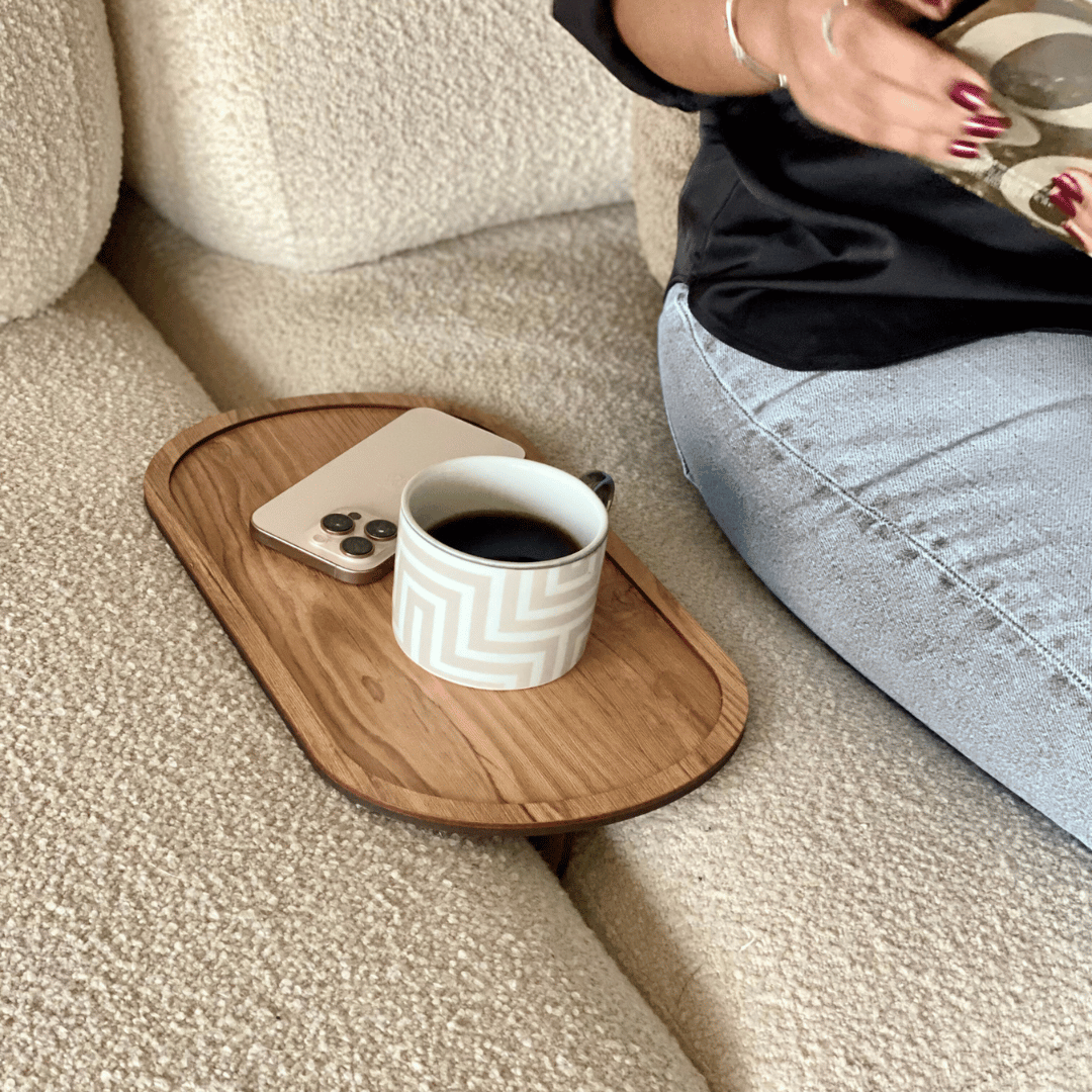 Multiuse Wooden Sofa Tray Organizer