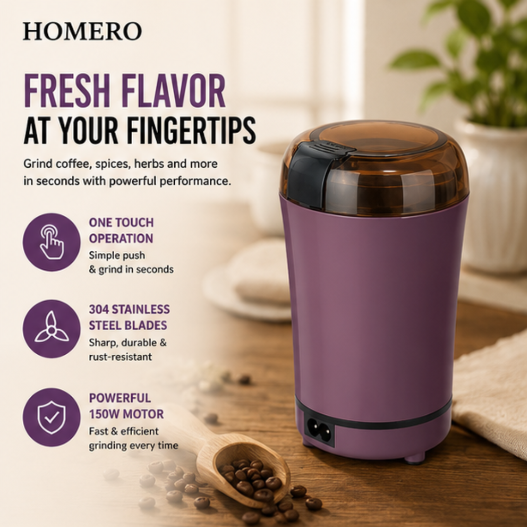 One Touch Electric Spice Stainless Steel Coffee Bean & Spice Grinder