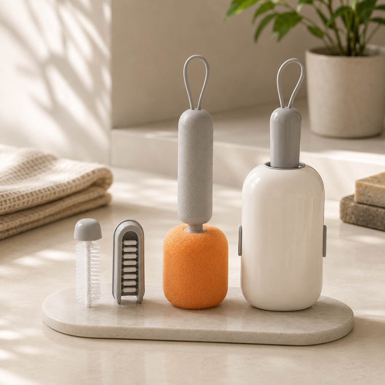 3 in 1 Telescopic Cup Cleaning Brush Set with Storage Case