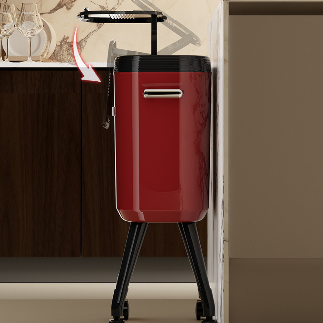 Retro Standing Slim Legged Trash Can with Lid - Cream