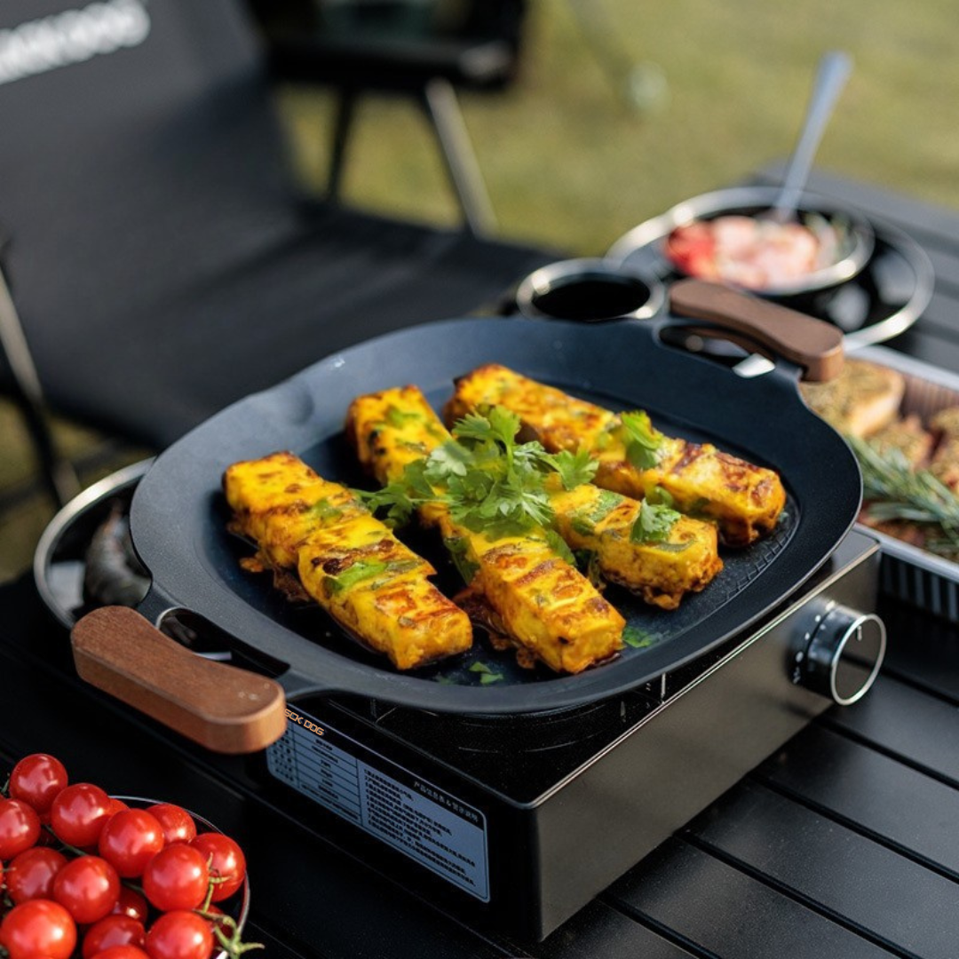 Homero Cast Iron Non-Stick Multi-Griddle Frying Pan Induction and Stove Compatible (43cm)