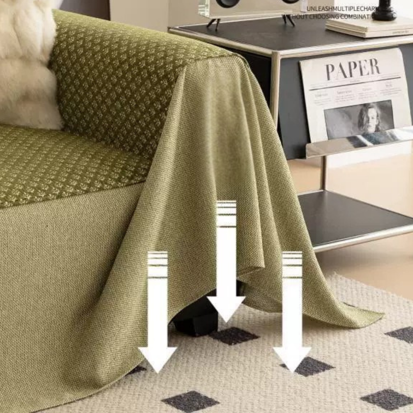 Soft Breathable Chenille Waffle Sofa Throw Cover with Elegant Tassel Finish