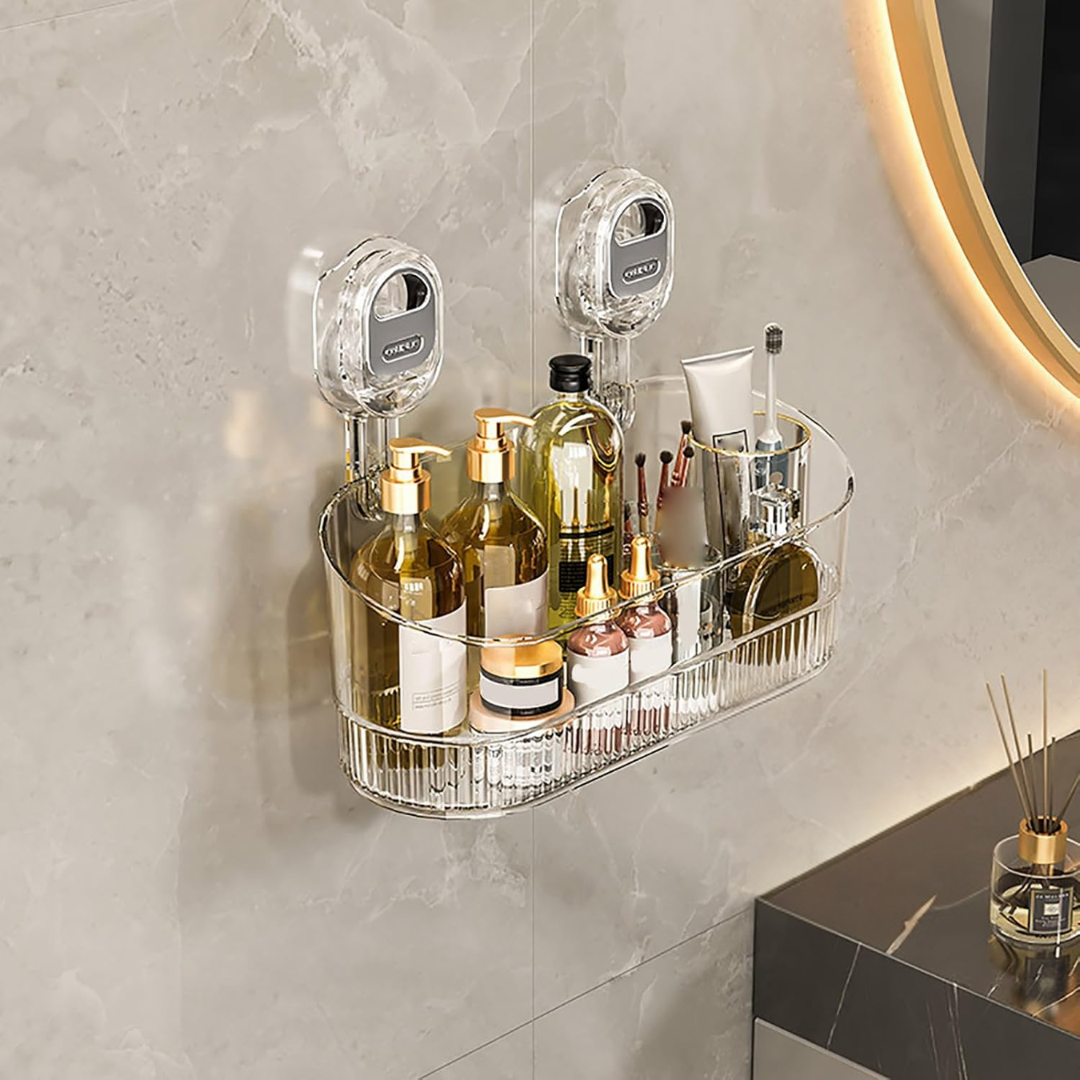 Homero Wall-Mounted No-Drill Bathroom Shelf with Drainage