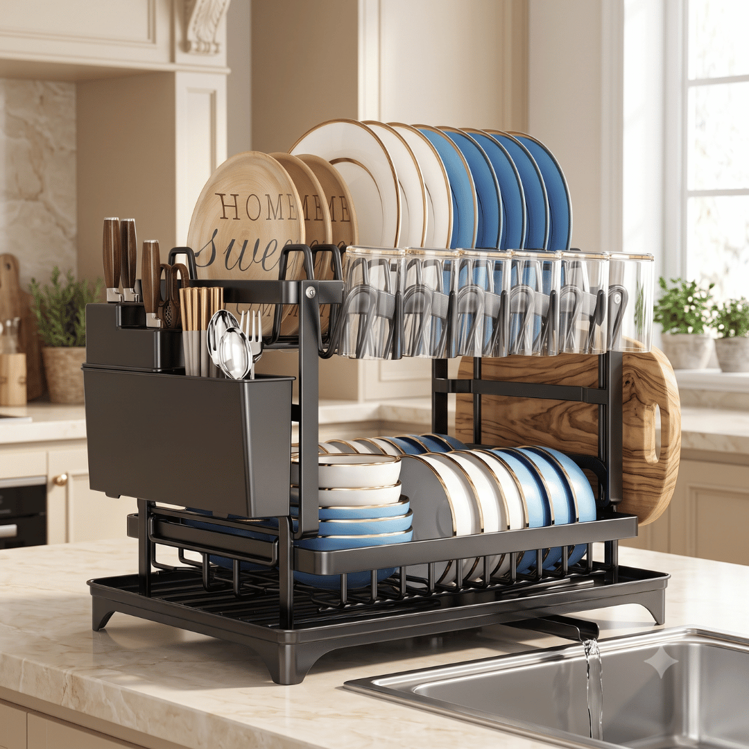 Heavy Duty Kitchen Dish Organizer With Drip Tray