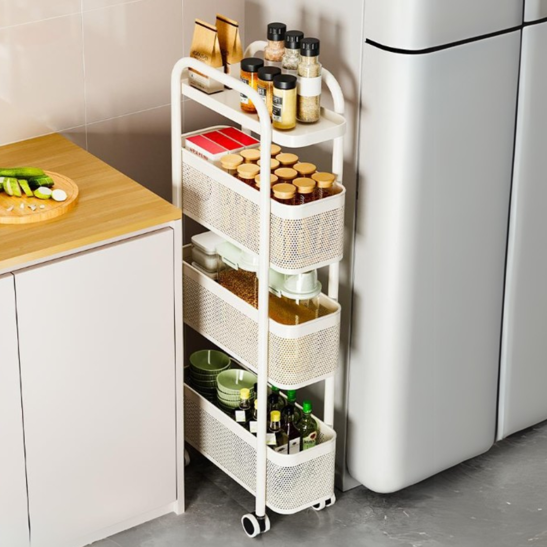 Homero Multipurpose 4-Layer High Quality Plastic Narrow Gap Storage Trolley