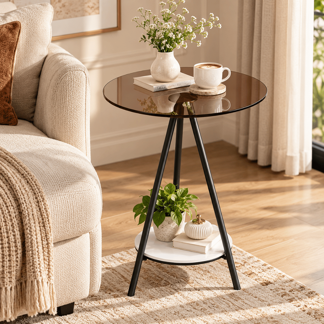 Minimalist Round Tempered Glass Coffee Table