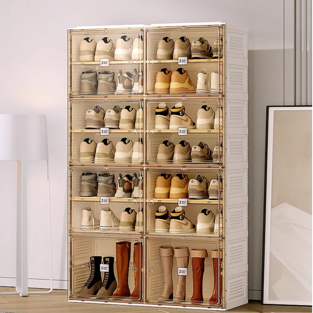 Double Compartments Installation Free Folding Shoe Cabinet