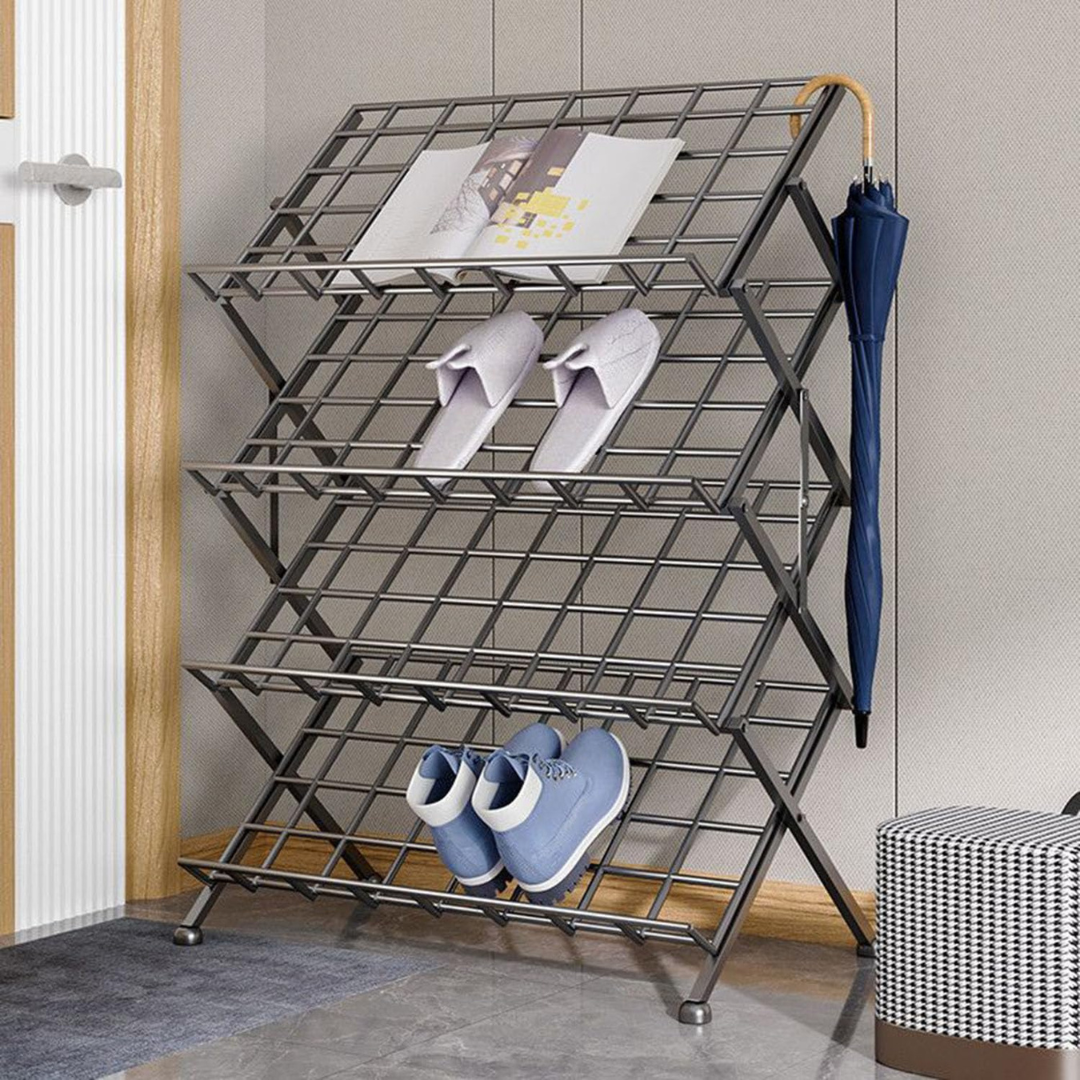 4 Tier Folding Multipurpose Metal Shoe Rack