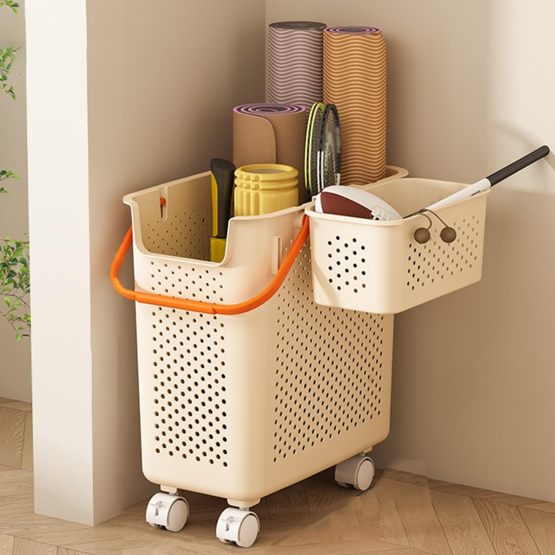 Elegant Rolling Basket with Handles and Wheels