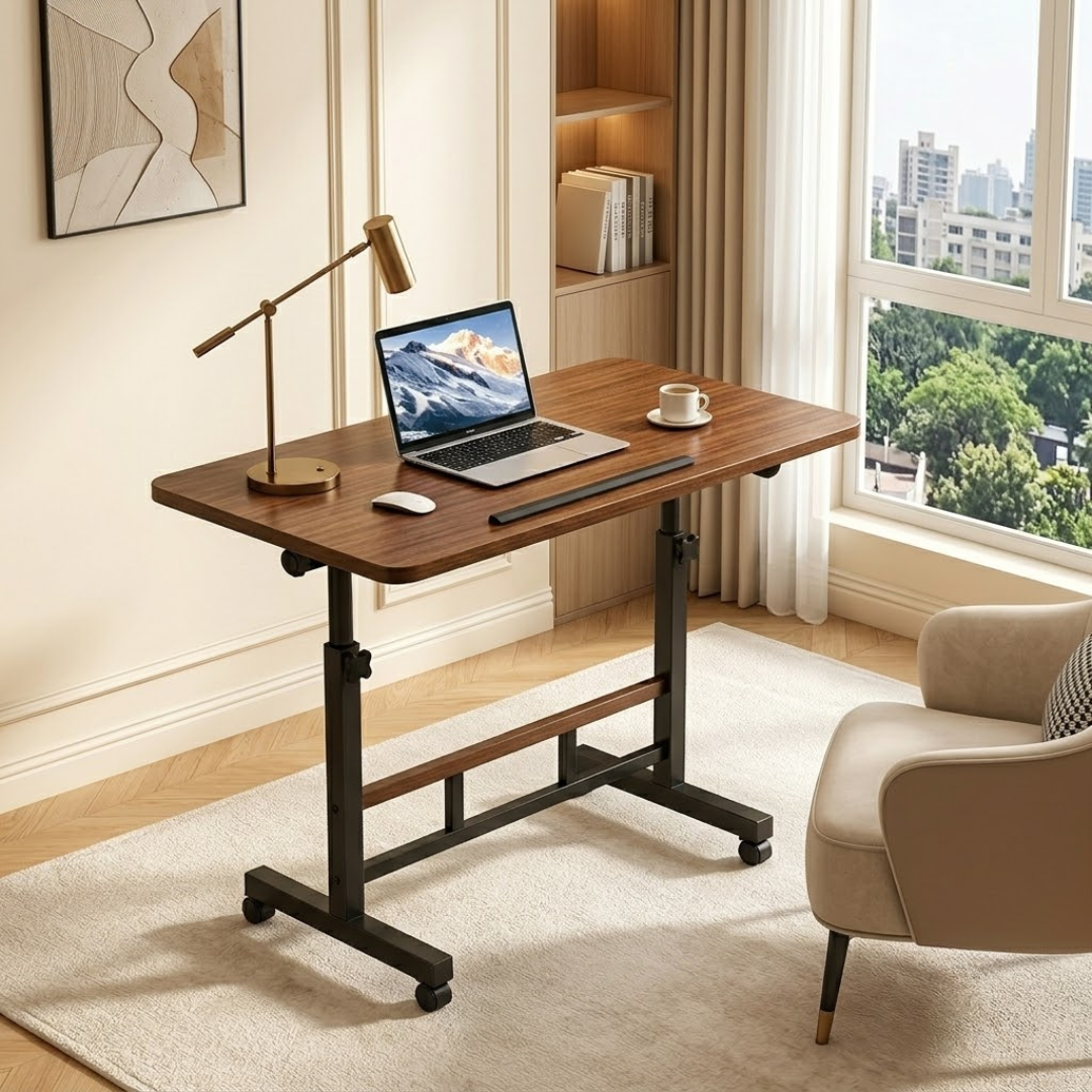 Multi-Use Height Adjustable Rolling Laptop Table with Wheels