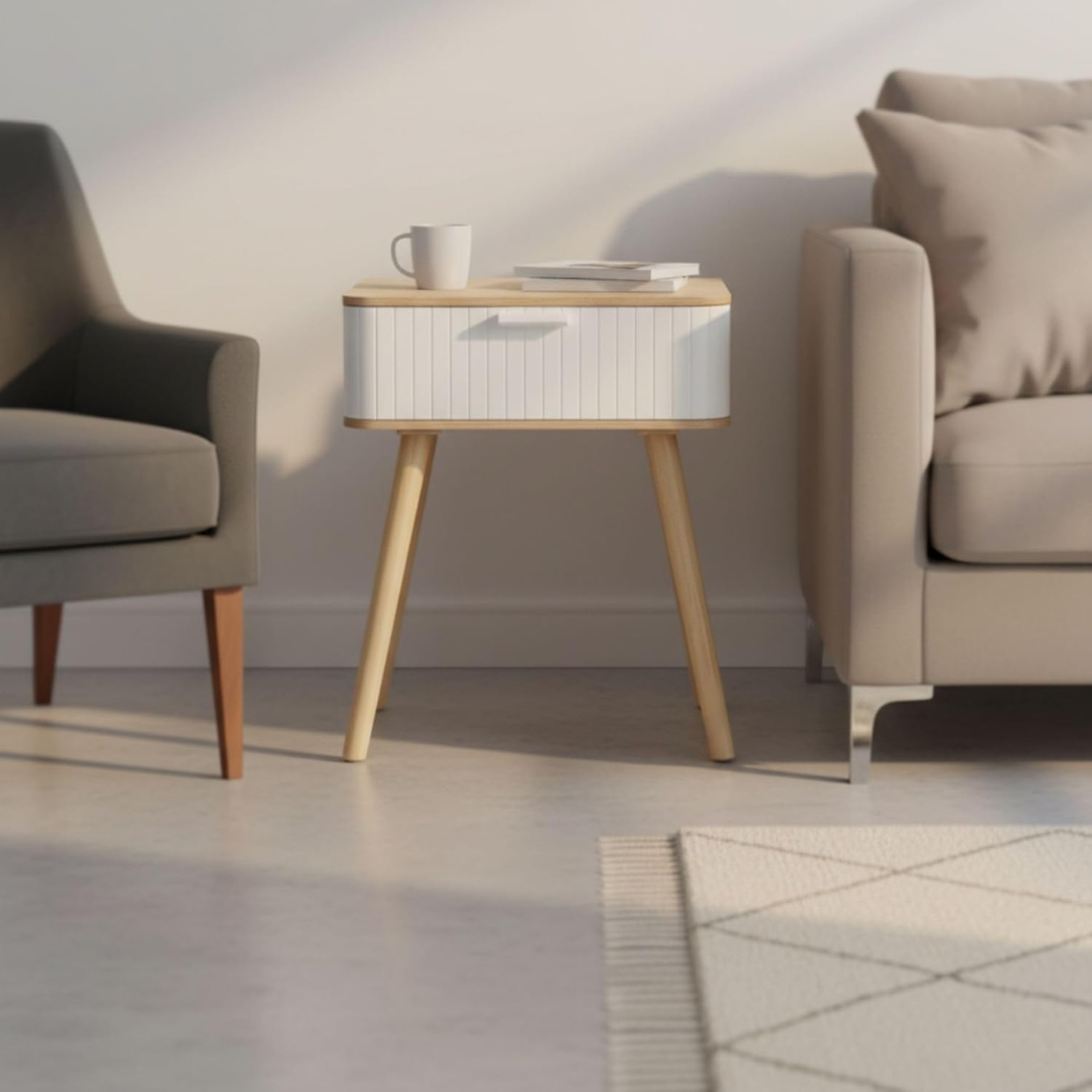 Nordic Bedside Table with Multi-Use Storage Drawer