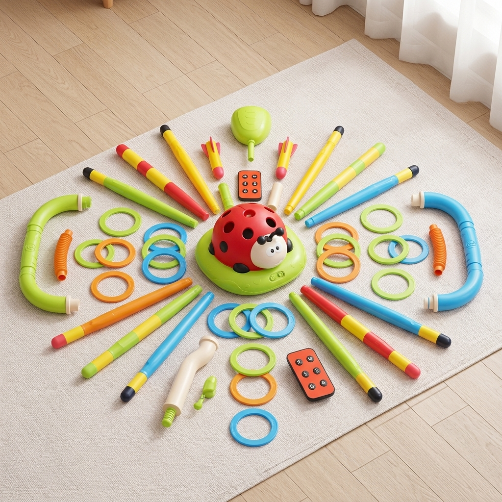 Homero 3 in 1 Musical Jump/Toss Ring/Rocket Launcher Toy for Kids