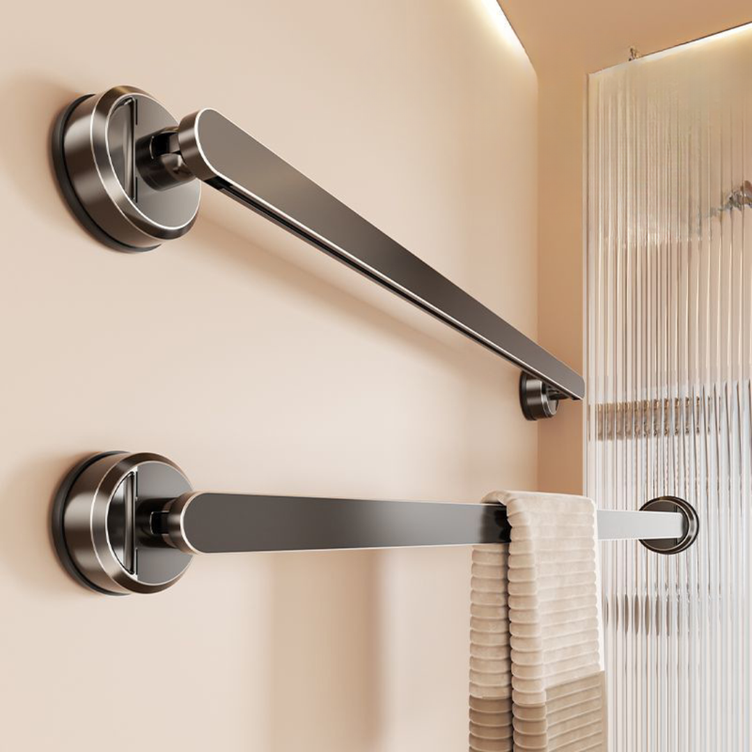 No-Drill Hanging Rod with Adjustable Rotating Suction Cup