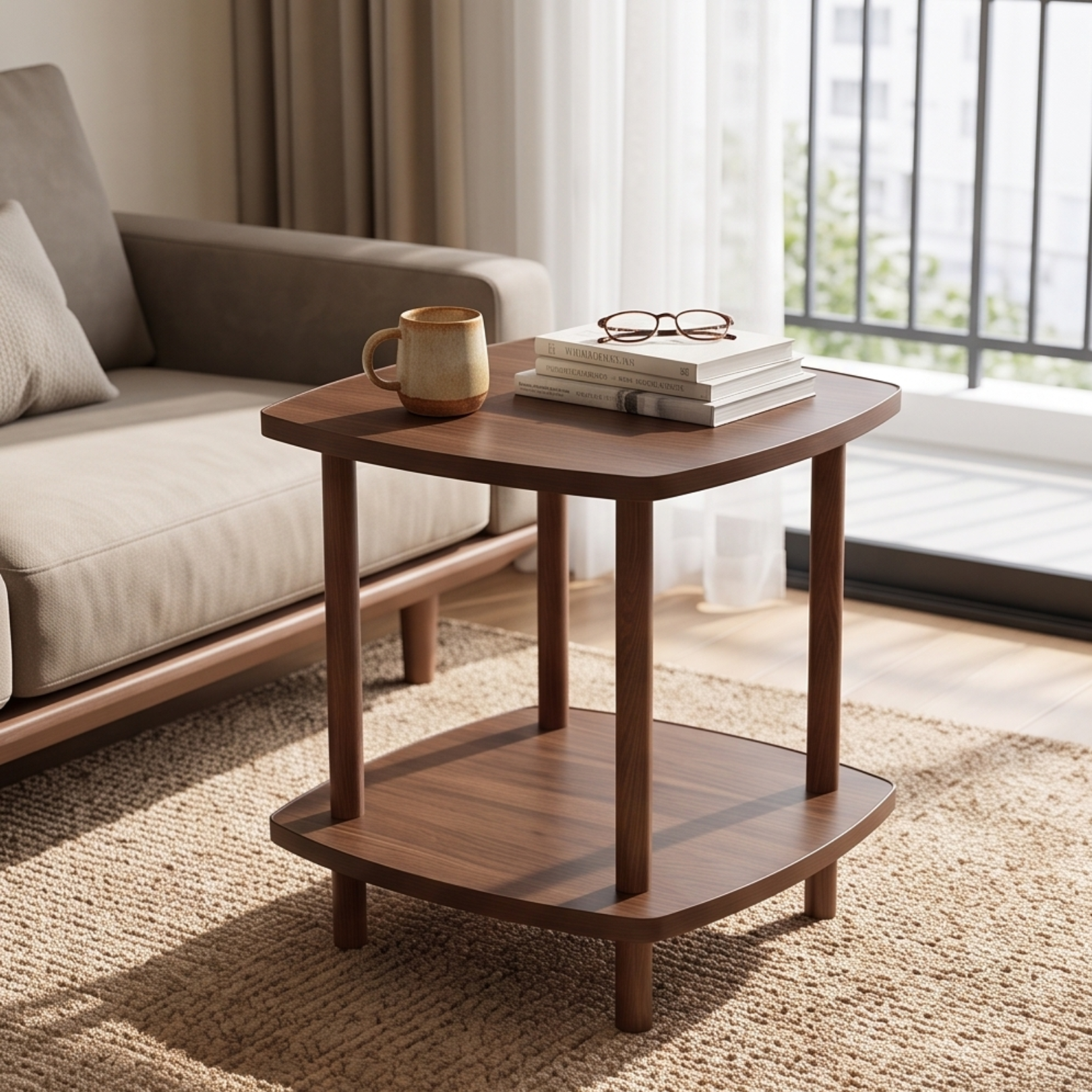 Multipurpose Wooden Corner Side Table