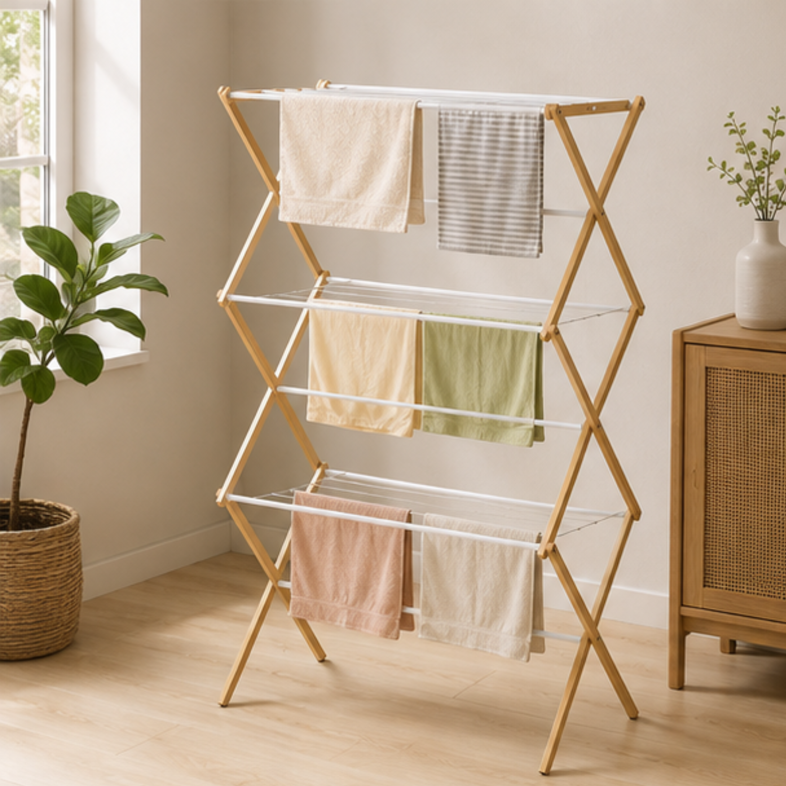 Multipurpose Floor Standing Foldable Laundry Drying Rack