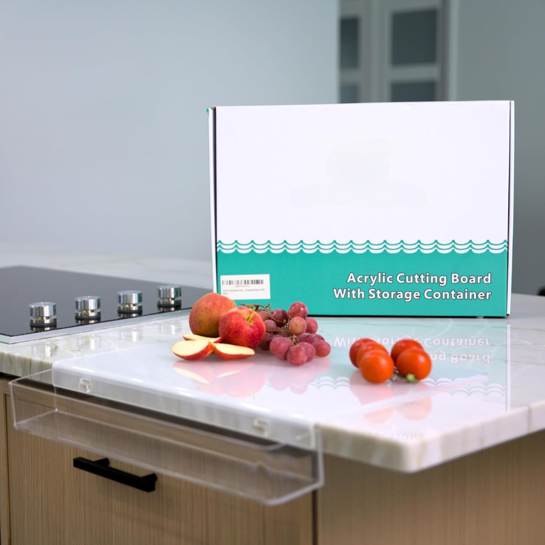Homero Clear Acrylic Vegetable Cutting Board with Waste Bin
