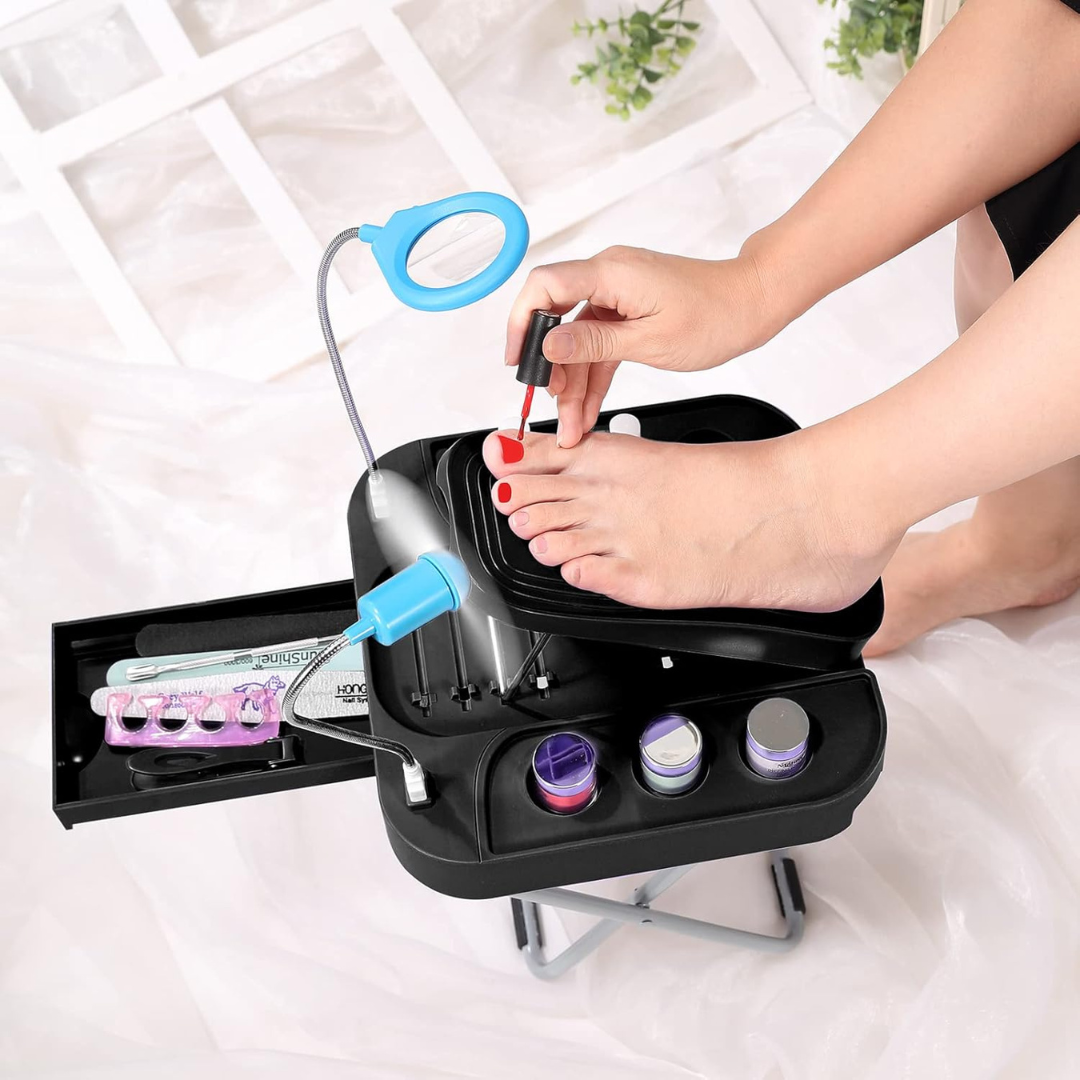 Portable Pedicure Foot Rest Stool with Fan & LED Magnifier