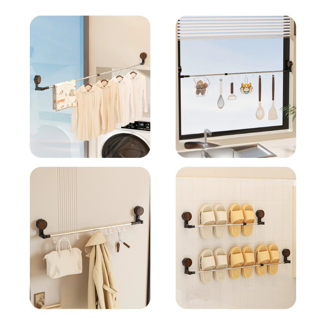 HOMERO Multi-Purpose Adjustable Stainless Steel Wall Mounted Rod