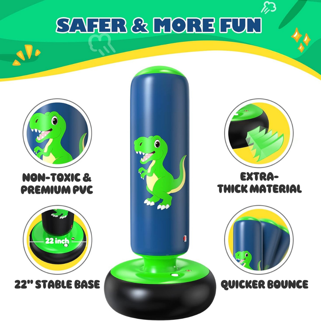 Homero Kids Inflatable Punching Bag Active Play Boxing Toy 48 Inches With Boxing Gloves