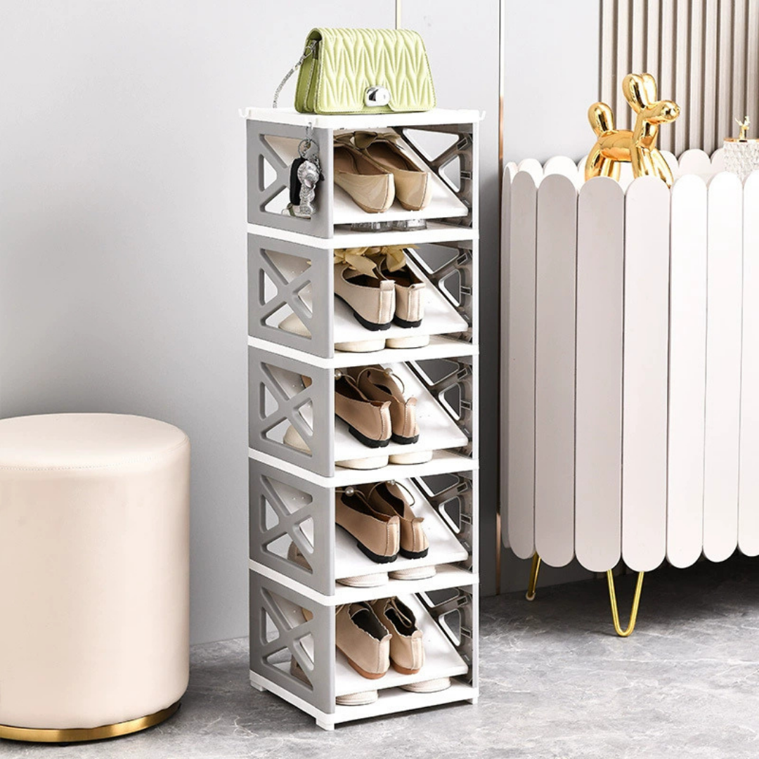 Multi-Functional Space Saving Shoe Organizer with Hooks (Orange)