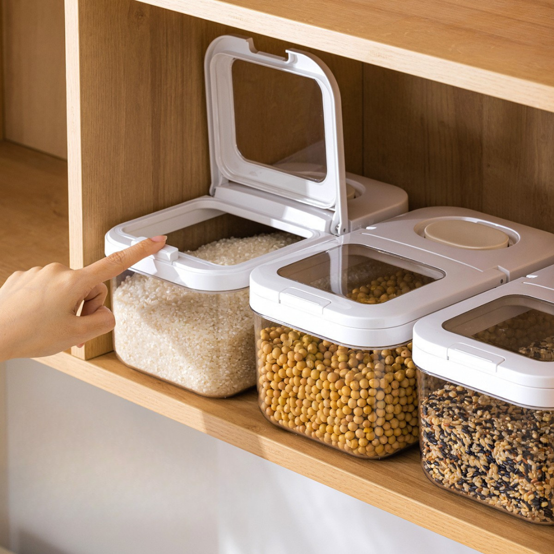 HOMERO Airtight Grain Transparent Window Double Seal Storage Container - 3.2L