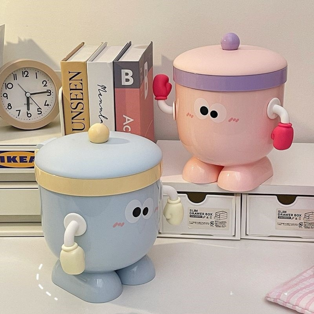 Cute Flip-Top Big Eye Multi-Use Trash Bin