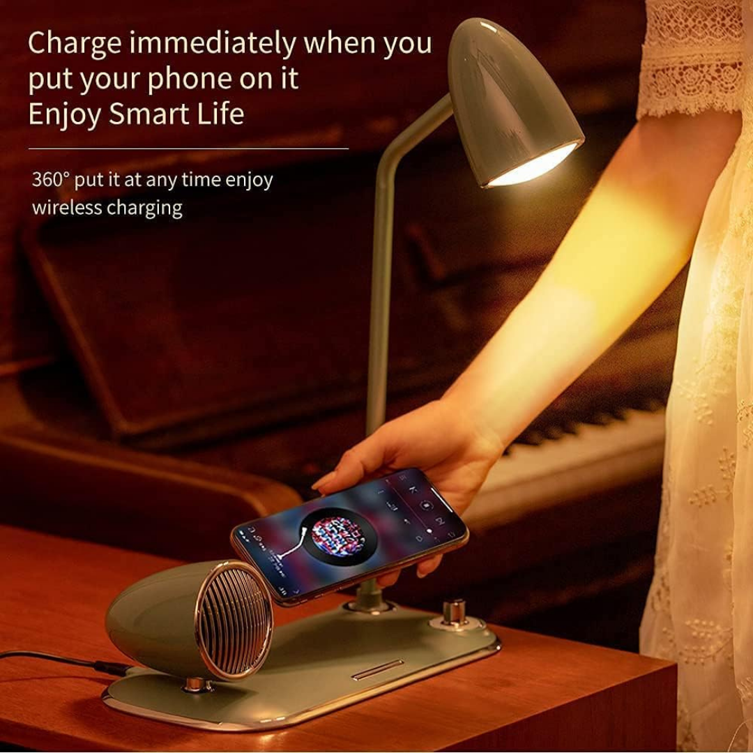 HOMERO 3 in 1 Eye-Caring Desk Lamp with Bluetooth Speaker Wireless Charger