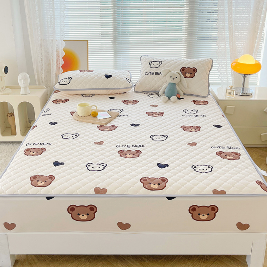 Antibacterial Breathable and Skin Friendly Comfortable Quilted Fitted Bed Sheet with Pillow Cover