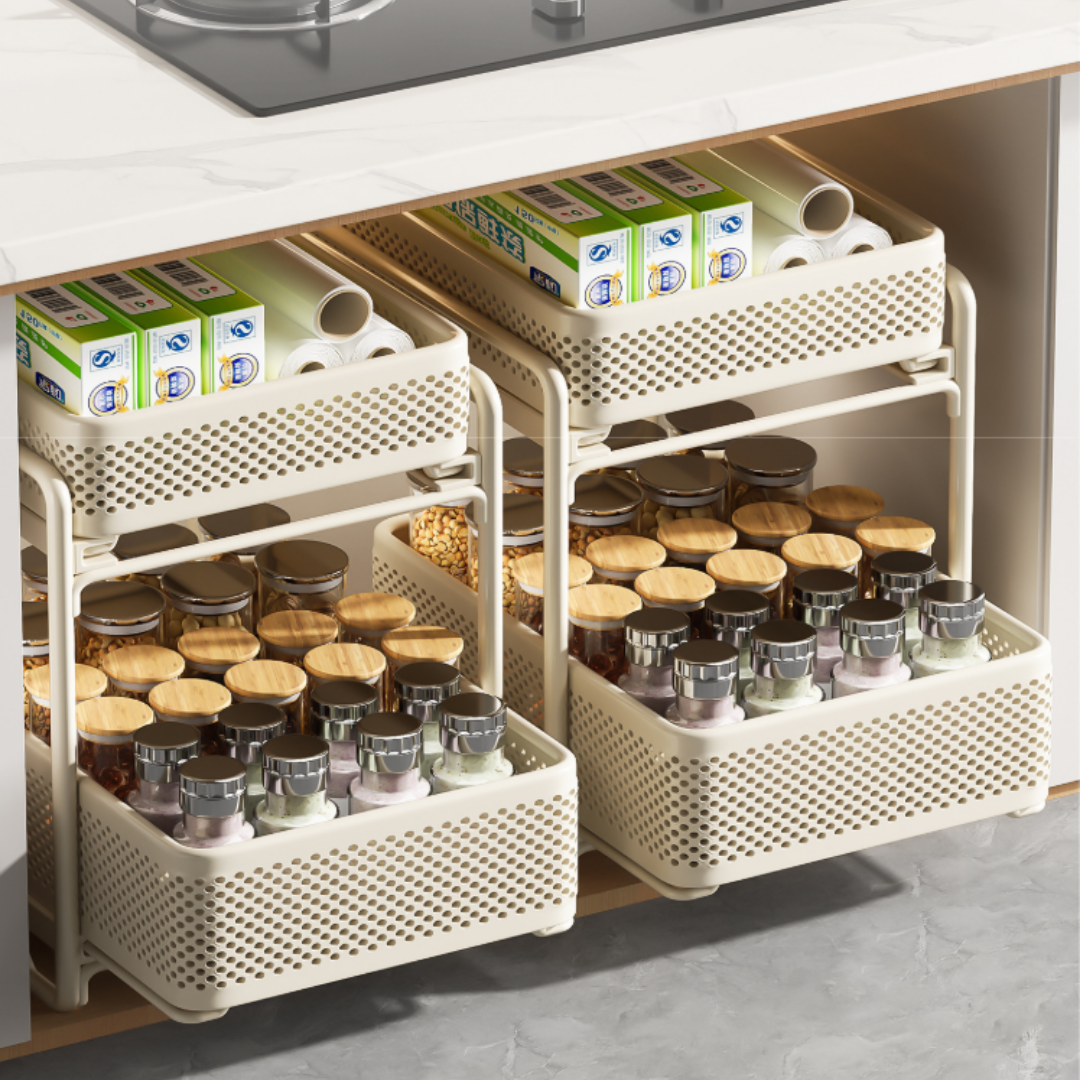 Homero Double-Layer Pullout Storage Rack Tall Bottle Organizer