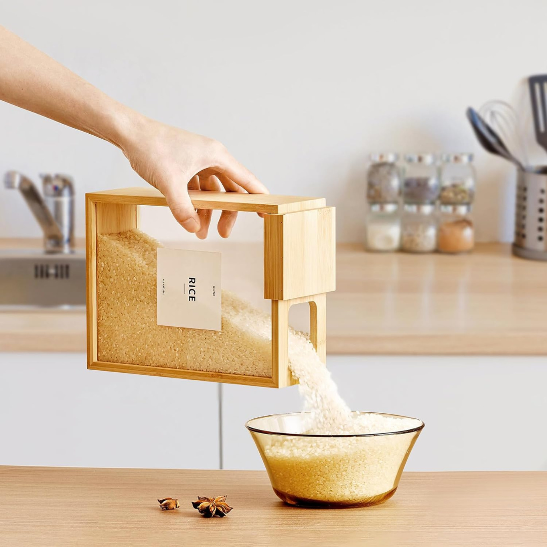 Homero Airtight Bamboo Lid Square Food Storage Dispenser - 2000ml Capacity