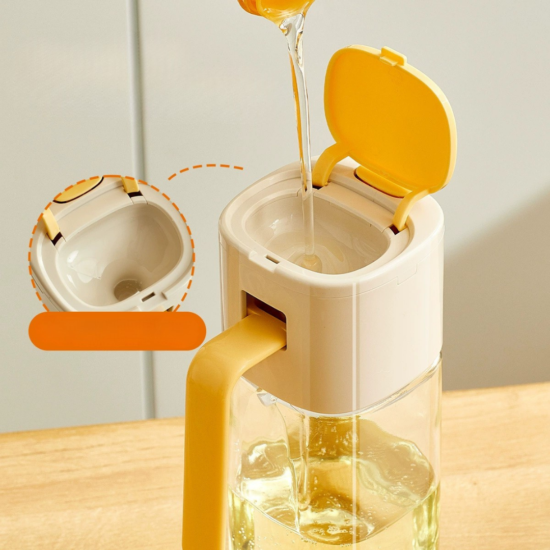 HOMERO Automatic Opening Closing Oil Dispenser Premium Glass - 500ml Design