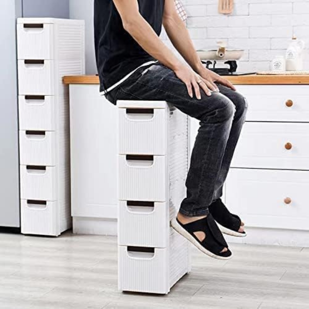 HOMERO Multipurpose Slim Drawer Storage Cabinet with Wheels