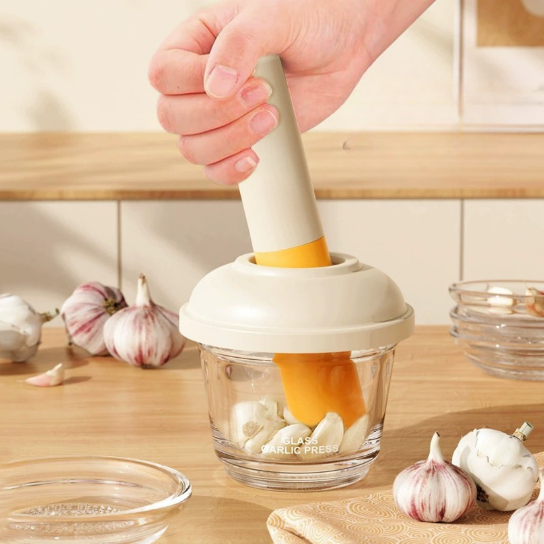 HOMERO Glass Garlic Ginger Grinder Set with Seasoning Dish