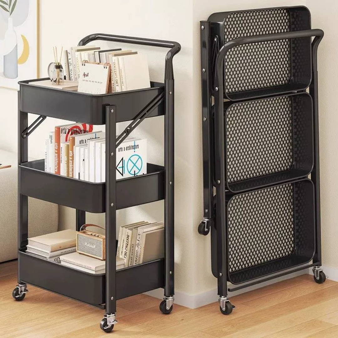Homero Multi Tier Foldable Design Rolling Utility Storage Cart
