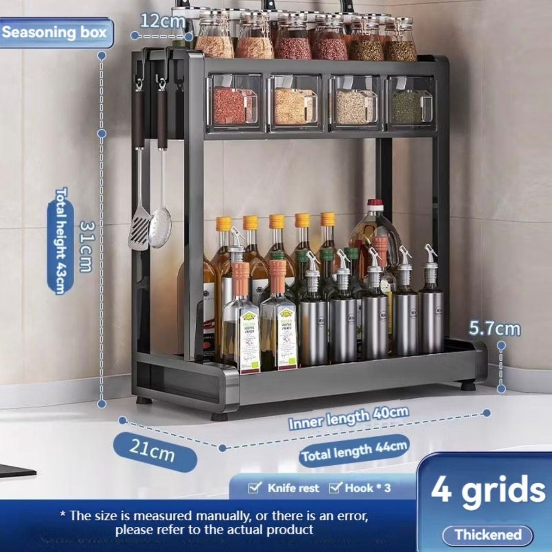 Homero Two Layer Multi-Purpose Metal Countertop Spice Storage Rack