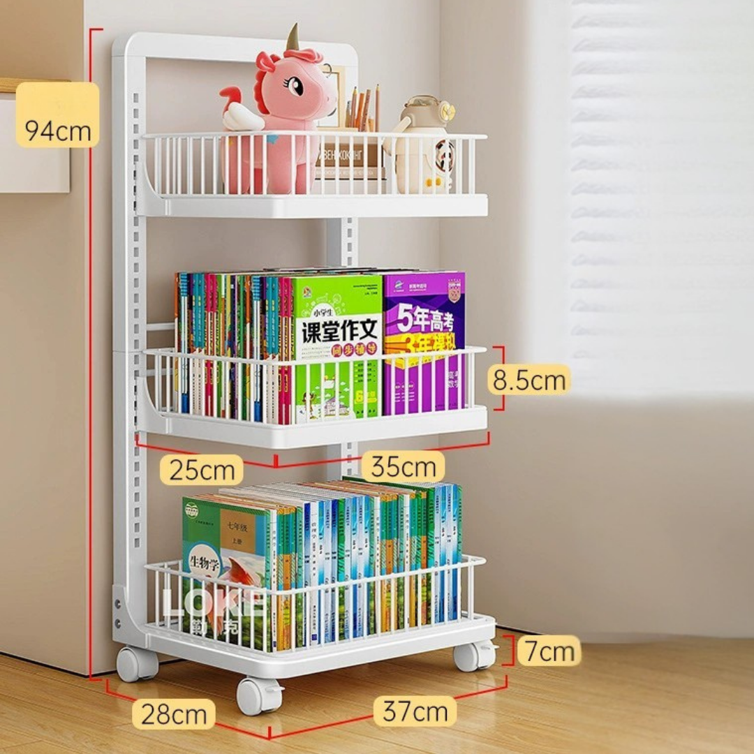HOMERO Multi-Layer Adjustable Height Slim Storage Trolley