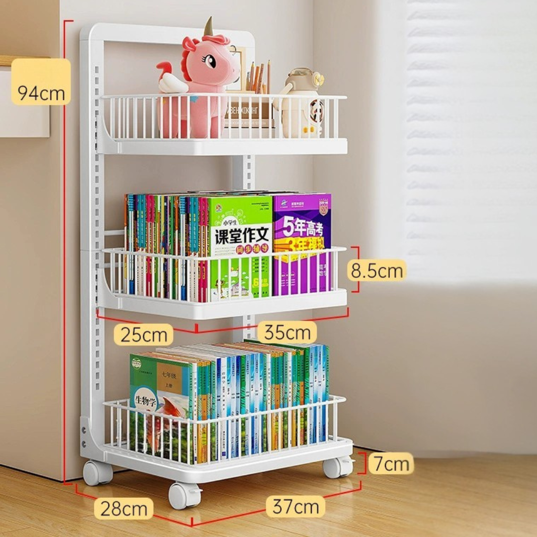HOMERO Multi-Layer Adjustable Height Slim Storage Trolley