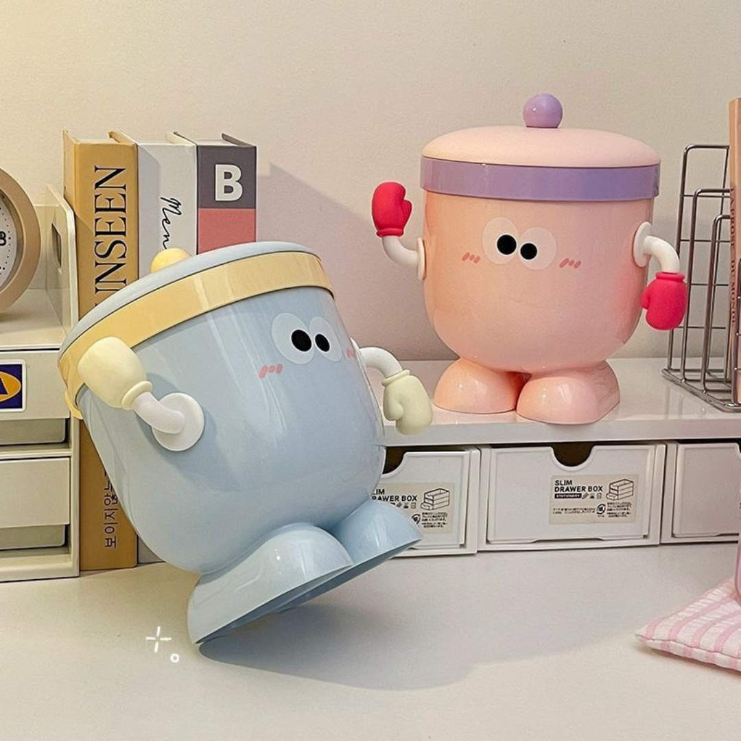 Cute Flip-Top Big Eye Multi-Use Trash Bin
