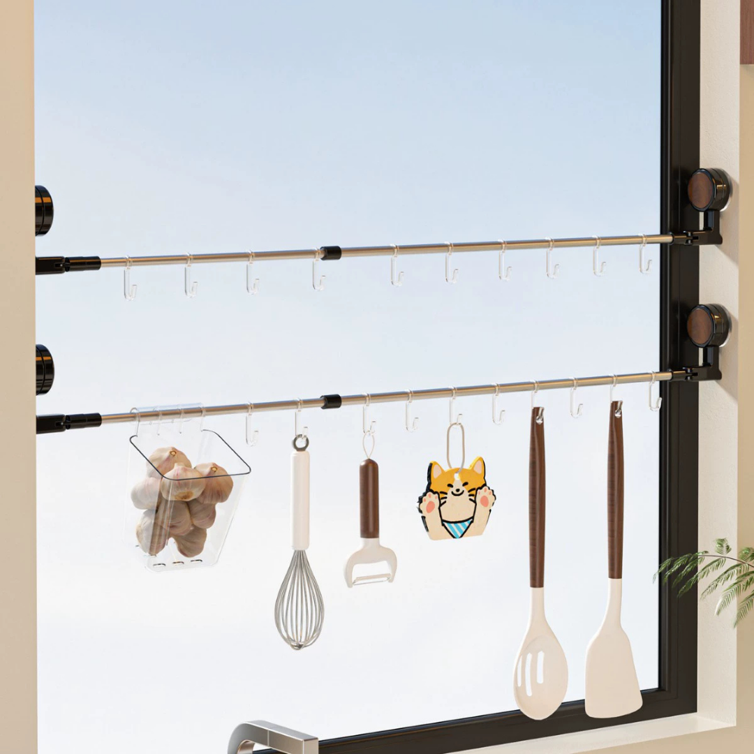 HOMERO Multi-Purpose Adjustable Stainless Steel Wall Mounted Rod