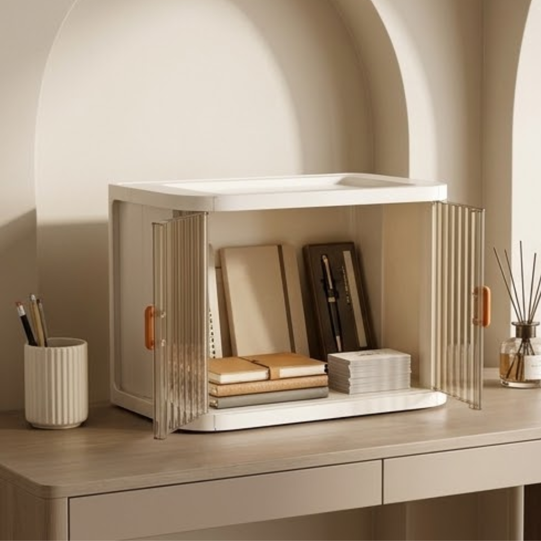 Multipurpose Foldable Storage Organizer with Lid and Four Wheels