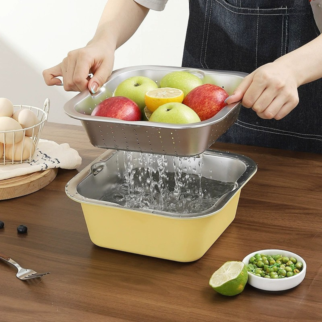 Dual-Layer Stainless Steel Multi Purpose Basin Set