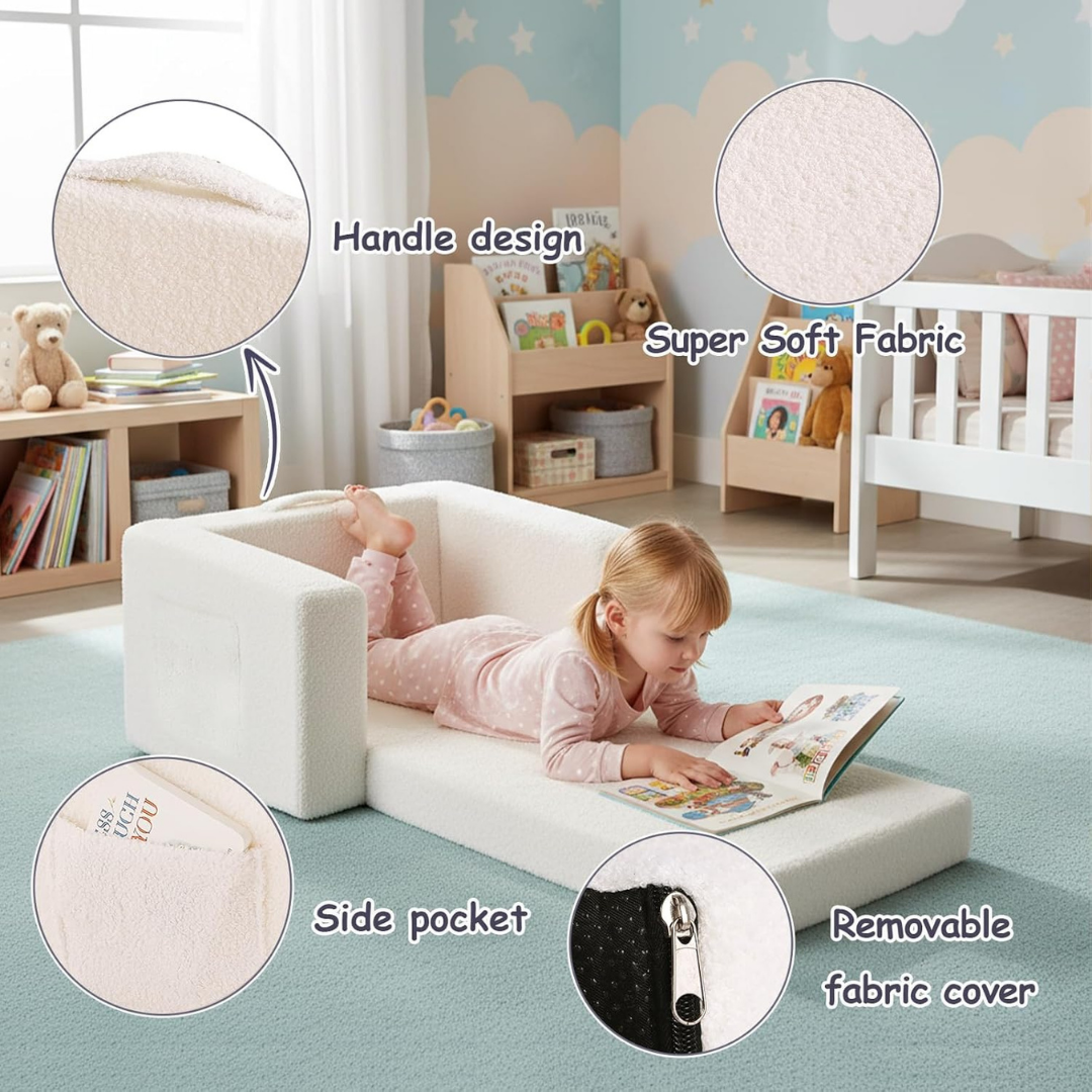 HOMERO 2-in-1 Convertible Kids Premium Foldable Toddler Chair Sofa Lounger